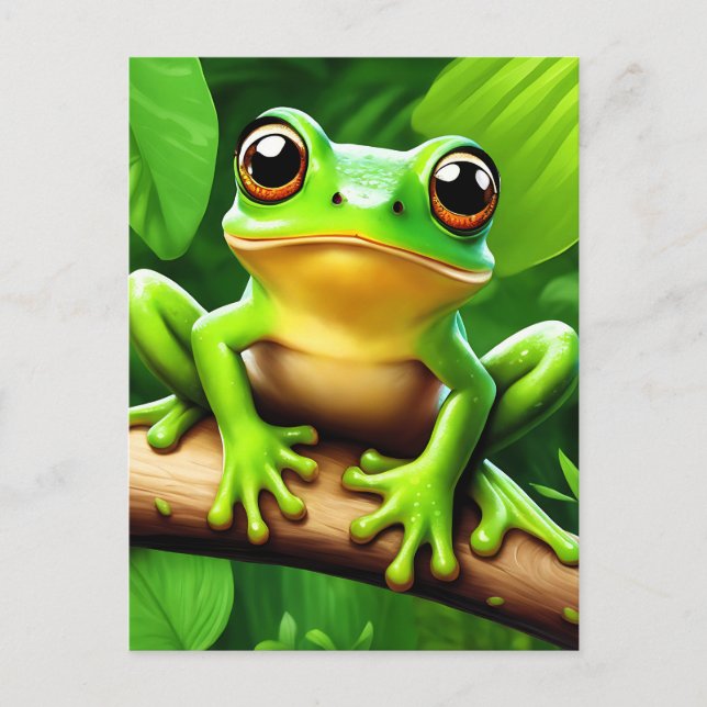 Carte Postale Grenouille sur branche Nature Art (Devant)