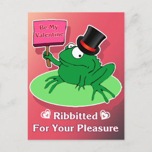 Carte Postale Grenouille Valentine dans le chapeau être mon Vale