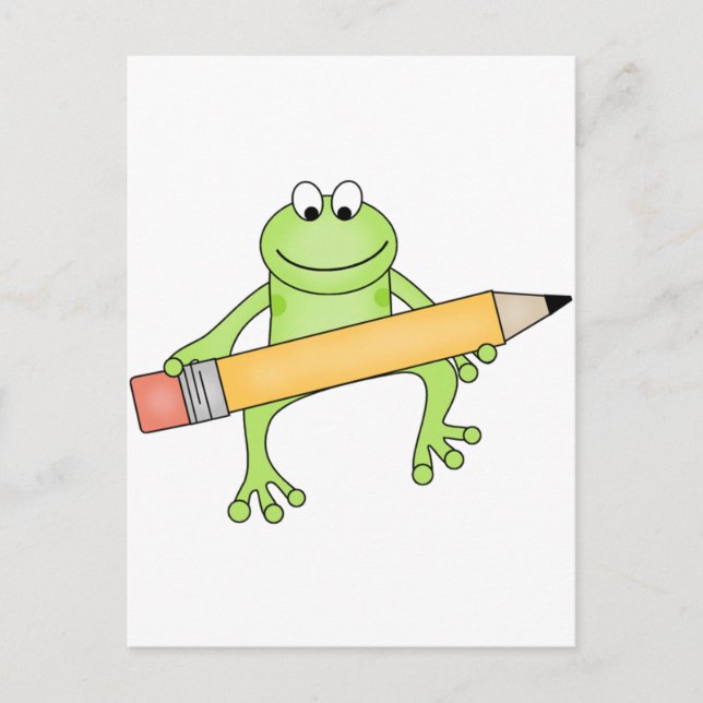 Carte Postale Grenouille verte avec tee-shirts et cadeaux au cra (Devant)