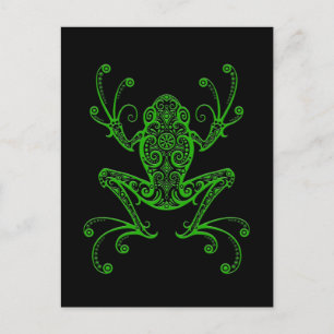 Carte Postale Grenouille verte complexe sur le noir