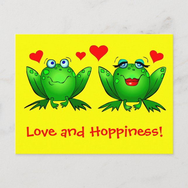 Carte Postale Grenouilles Amour et Espérance Jaune (Devant)
