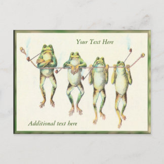 Carte Postale Grenouilles dans une ligne avec le texte personnal