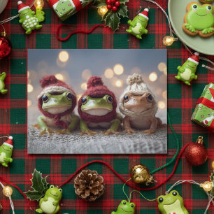 Carte Postale Grenouilles de Noël mignonnes