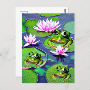 Carte Postale Grenouilles Lotus Et Lily Pad