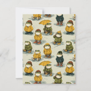 Carte Postale Grenouilles lunaires en Motif Raincoats