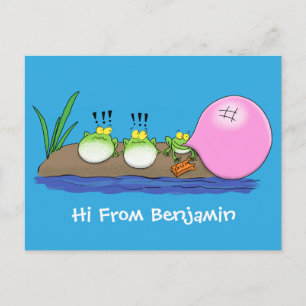 Carte Postale Grenouilles rigolotes et mignonnes illustration de