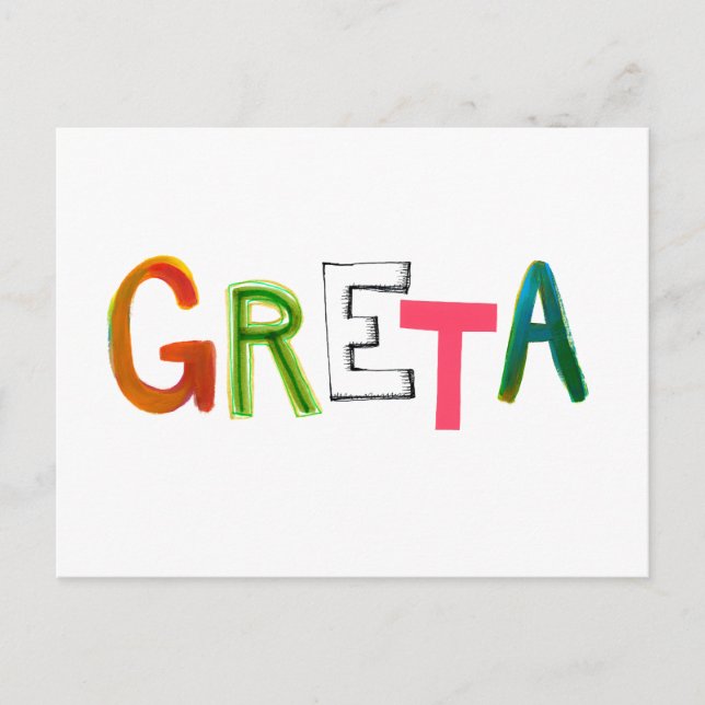 Carte Postale Greta cadeaux d'art de mots colorés pour les amate (Devant)