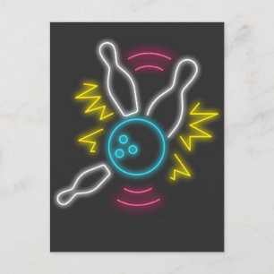 Carte Postale Grève de Neon Bowling Geschenk
