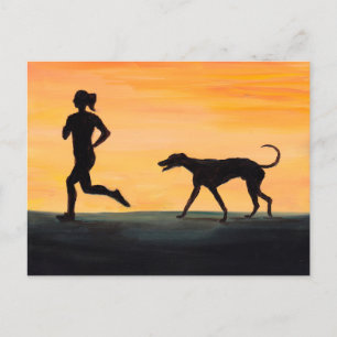 Carte postale Greyhound et Jogger Dog Art