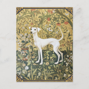 Carte Postale Greyhound italien dans un jardin pré-Raphaelite