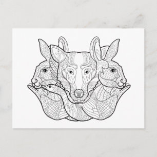 Carte Postale Gribouillis de groupe animal