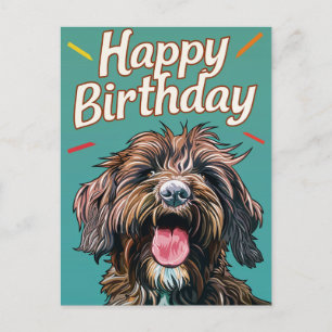 Carte Postale Griffon à poil dur Joyeux Anniversaire