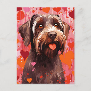 Carte Postale Griffon à poil dur pour la Saint-Valentin
