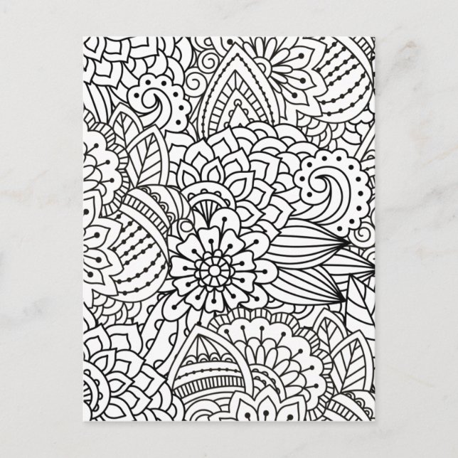 Carte Postale Griffonnage de conception de fleur (Devant)