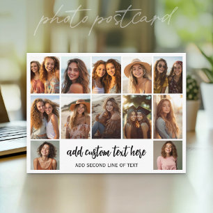 Carte Postale Grille de collage de 12 photos - 2 zones de texte