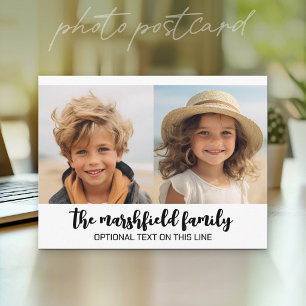 Carte Postale Grille de collage photo - Texte en bas - Blanc