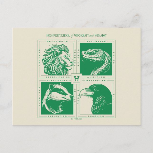 Carte Postale Grille des animaux de la maison HOGWARTS™ (Devant)