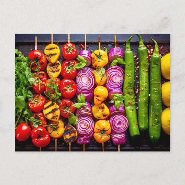 Carte Postale Grilled Vegetable. Array of beautifully charred ve (Devant)