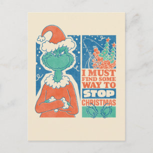 Carte Postale Grinch   Arrêtez Noël Graphique Vintage