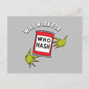 Carte Postale Grinch Classique Travaillera pour un Hash de Who