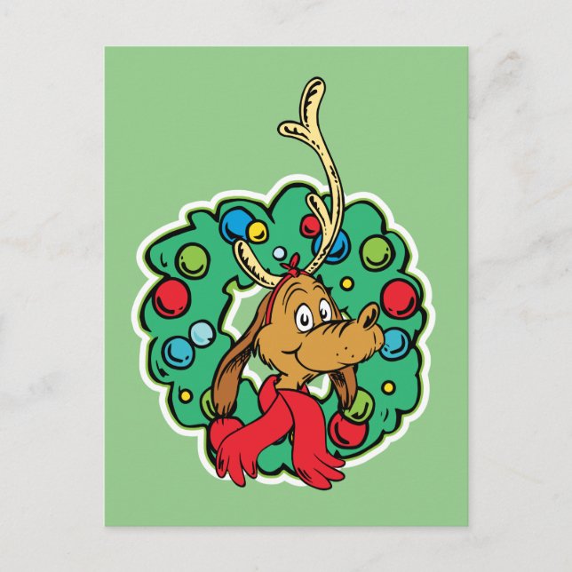 Carte Postale Grinch | Couronne de Noël de Max (Devant)