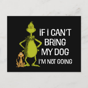 Carte Postale Grinch Si je ne peux pas amener mon chien je ne vi