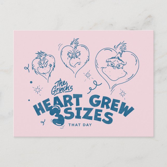 Carte Postale Grinch's Heart Grew 3 Tailles (Devant)