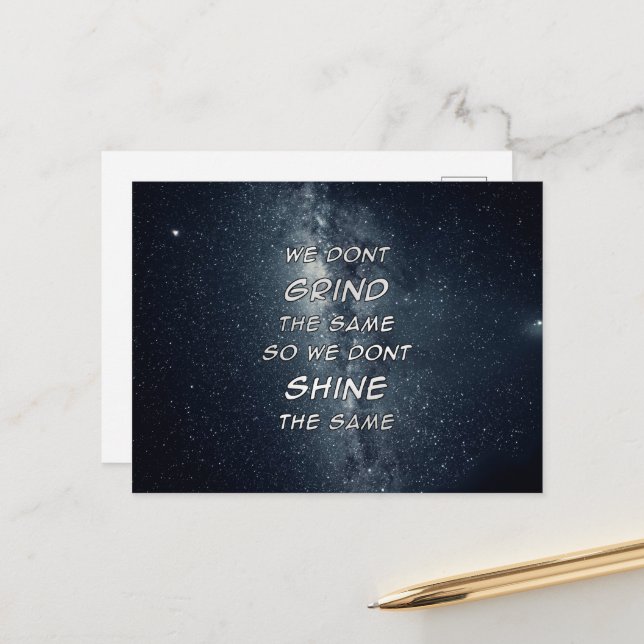 Carte Postale Grind & Shine Stars Inspiration Motivationnelle (Devant/Arrière en situation)