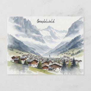 Carte Postale Grindelwald Suisse Aquarelle de voyage
