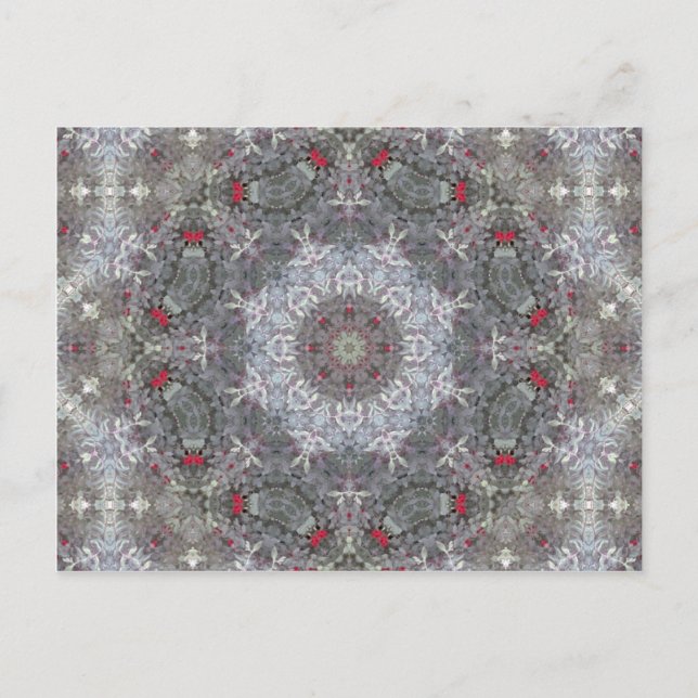 Carte Postale Gris et rouge Mandala (Devant)