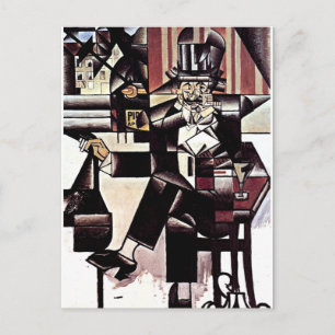 Carte Postale Gris - Homme dans un café