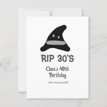 Gris noir RIP 30's 40e anniversaire sorcière casqu