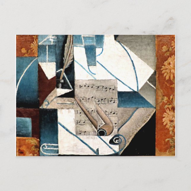 Carte Postale Gris - Stylo et tuyau (Devant)