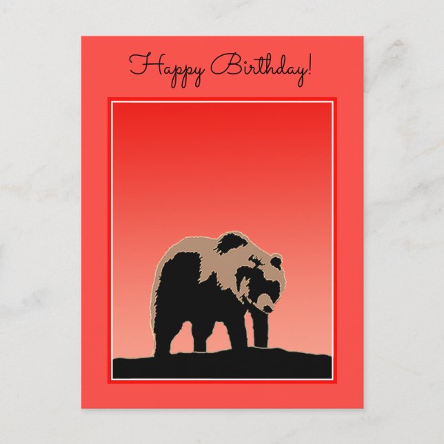 Carte Postale Grizzly Bear au coucher du soleil - Art original d (Devant)