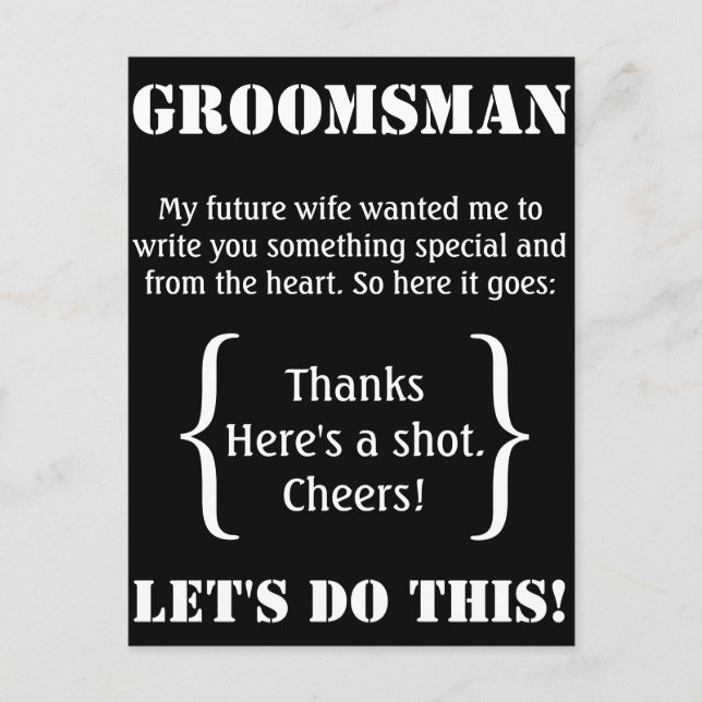 Carte Postale Groomsman Merci (Devant)