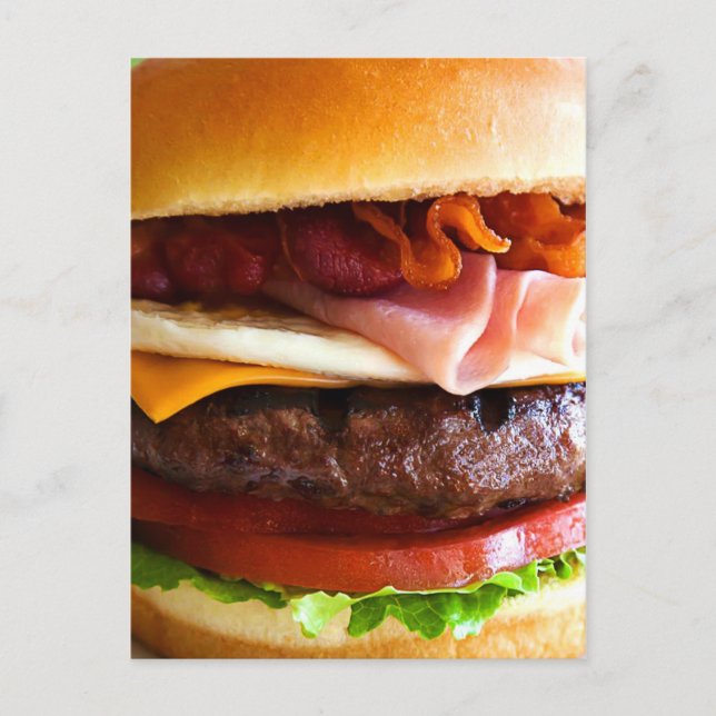 Carte Postale Gros hamburger drôle (Devant)