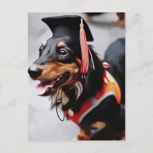 Carte Postale Gros Plan Du Chien Dachshund Portant Le Casquette 