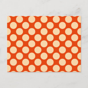 Carte Postale Gros points rétro - orange pâle et mandarine