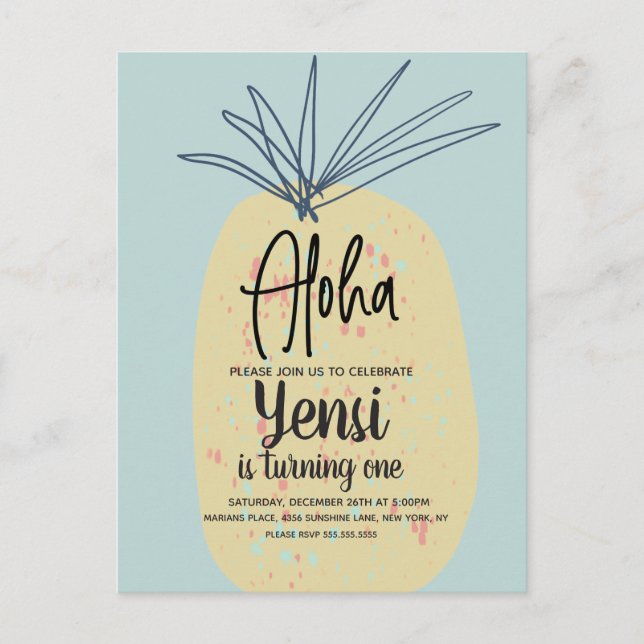 Carte Postale Grosse ananas Art Anniversaire Tropical Summer Alo (Devant)