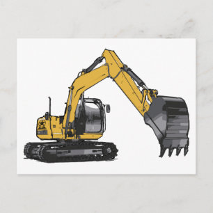 Carte Postale Grosse excavatrice jaune