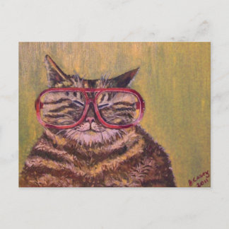 Carte Postale Grosse lunettes grasses Chat