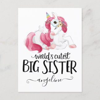 Carte Postale Grosse Soeur Cutest Unicorn