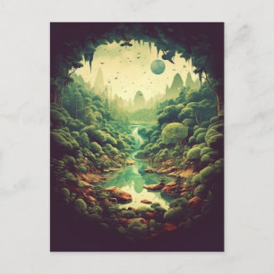 Carte Postale Grotte de forêt mystique