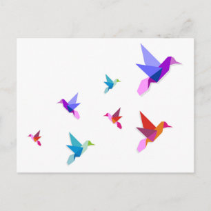 Carte Postale Groupe de colibris d'Origami