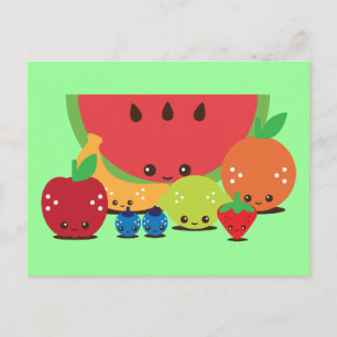 Carte Postale Groupe de fruits de Kawaii