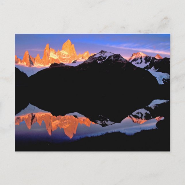 Carte Postale Groupe Fitz Roy reflété dans les lacs glaciaires (Devant)