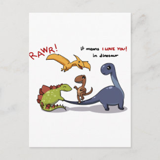 Carte Postale Groupe mignon de Dinosaures Rawr Means Nous vous a