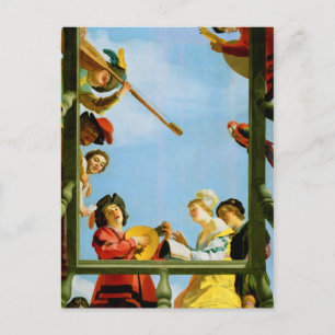 Carte Postale Groupe musical de Gerrit Van Honthorst Balcon Art