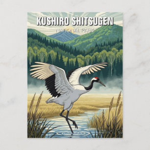 Carte Postale Grue dans le parc national de Kushiro Shitsugen