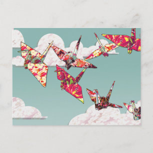 Carte Postale Grues en papier